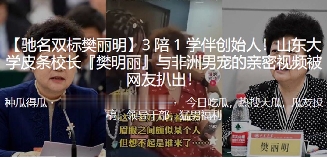 3陪1学伴创始人山东大学皮条校长樊明丽与非洲男宠的亲密视频被曝光 3陪1学伴创始人山东大学皮条校长樊明丽与非洲男宠的亲密视频被曝光